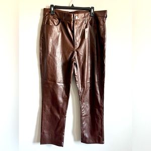 Gap, Women’s Size 16/33R, Brown vegan leather straight leg pants. NWT